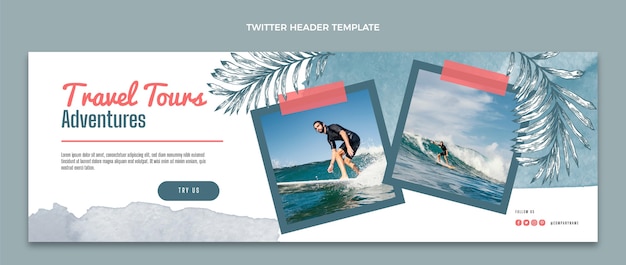 Encabezado de twitter de viajes en acuarela