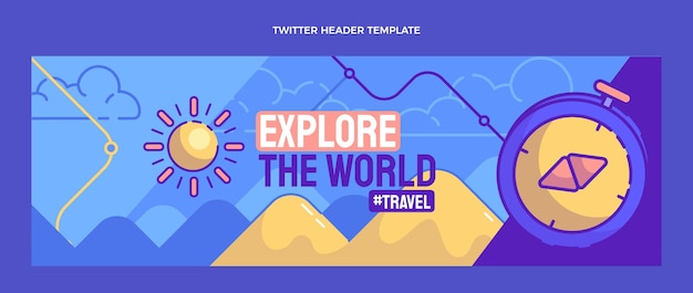 Vector gratuito encabezado de twitter de viajes dibujado a mano