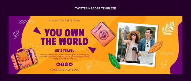 Encabezado de twitter de viajes dibujado a mano