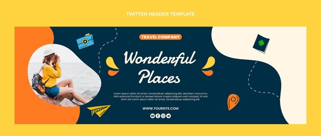 Encabezado de twitter de viajes dibujado a mano