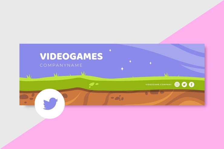 Vector gratuito encabezado de twitter de videojuegos
