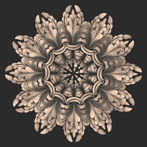 encaje redondo con damasco y elementos arabescos. Estilo mehndi. Oriente adorno tradicional.