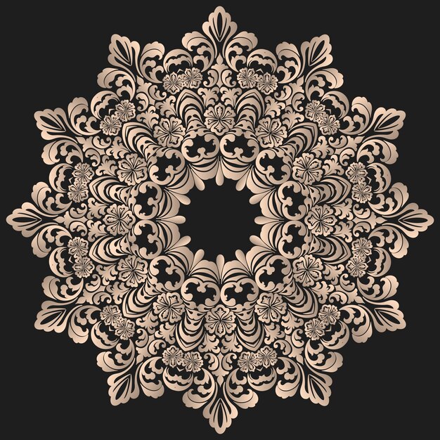 encaje redondo con damasco y elementos arabescos. Estilo mehndi. Oriente adorno tradicional.