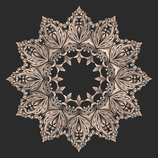 Vector gratuito encaje redondo vectorial con damasco y elementos arabescos estilo mehndi oriente ornamento tradicional