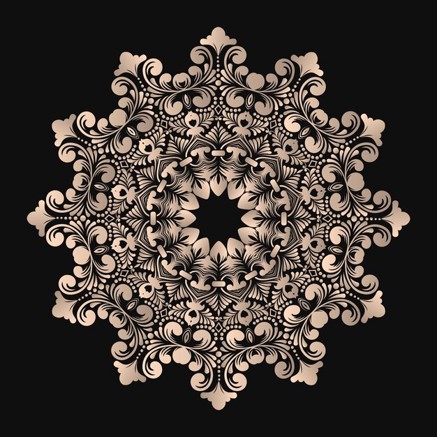 Encaje redondo vectorial con damasco y elementos arabescos Estilo mehndi Oriente ornamento tradicional