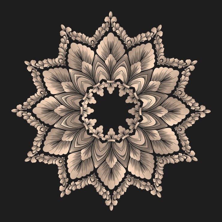 Vector gratuito encaje redondo vectorial con elementos de damasco y arabescos. estilo mehndi. oriente el ornamento tradicional.