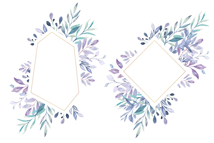 Vector gratuito encantador marco floral con hojas azul marino