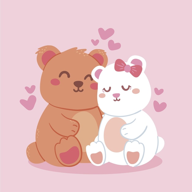 Encantadora pareja de osos ilustrada