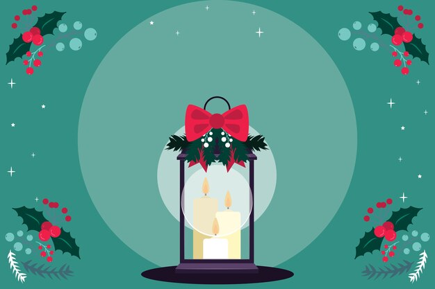 Encender velas para navidad con diseño plano de cinta