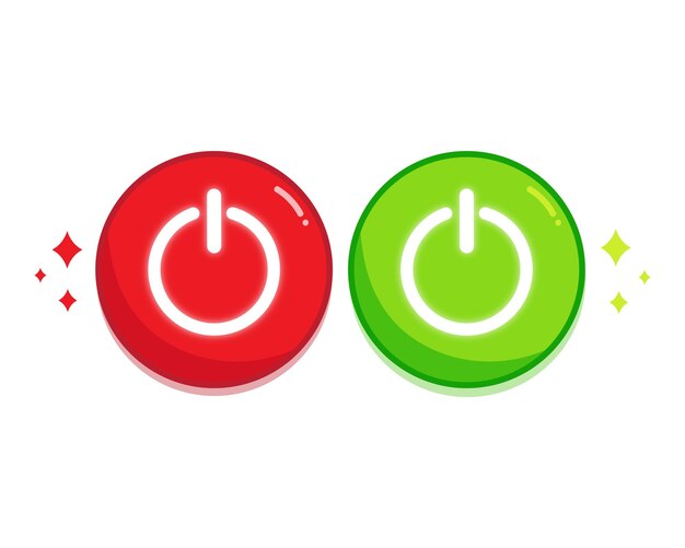 Encendido apagado botón rojo y verde conjunto de iconos ilustración de arte