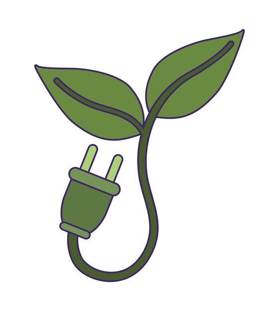 enchufe de energía ecología con hojas