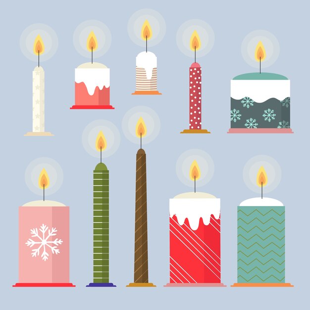 Enciende velas con lindos diseños navideños dibujados a mano
