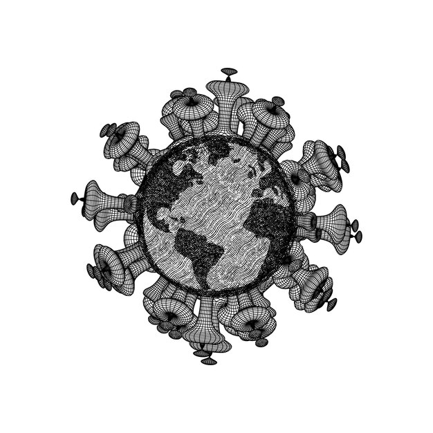 Enfermedad del virus de la corona contaminada mundial Pandemia mundial Nuevo virus de covid19 Ilustración vectorial dibujada a mano