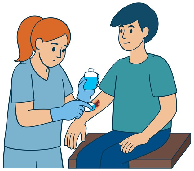 Enfermeras que tratan a pacientes heridos en el entorno de la clínica