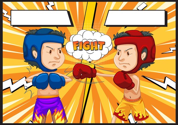 El enfrentamiento de boxeo de dibujos animados