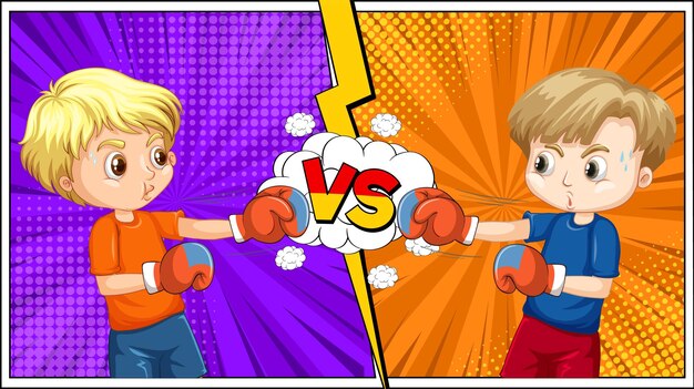 El enfrentamiento de boxeo de dibujos animados