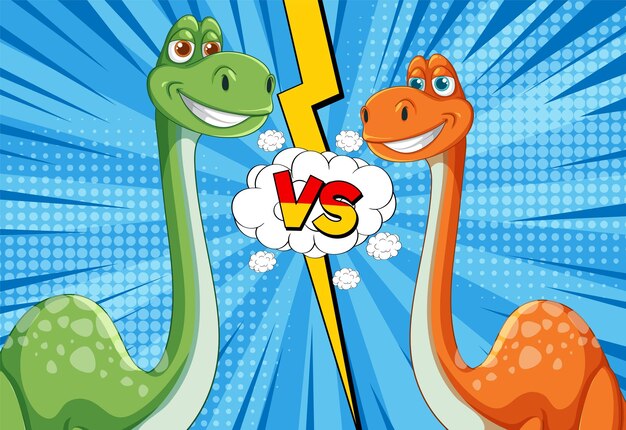 El enfrentamiento de los dinosaurios verde contra naranja