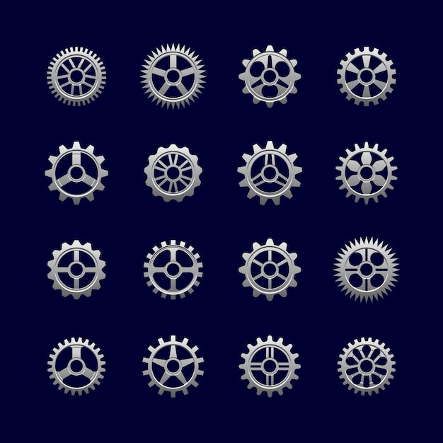 Vector gratuito engranajes metálicos y ruedas dentadas para transmisión.