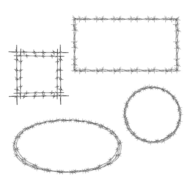 Enrejado con alambre de púas rectangular, marcos cuadrados y redondos.