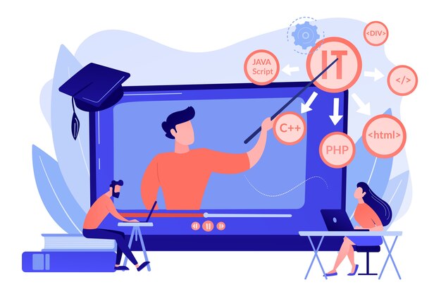 Enseñar a los estudiantes en línea. Aprendizaje por Internet. Programación de computadoras