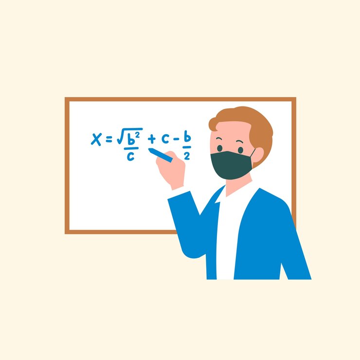 Vector gratuito enseñar vector de clase de matemáticas en el nuevo gráfico plano de carácter normal