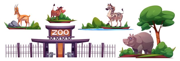 Entrada y animales del parque de safari del zoológico