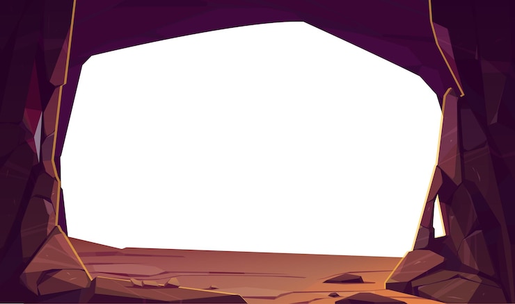 Vector gratuito entrada a una cueva en la montaña con espacio vacío.