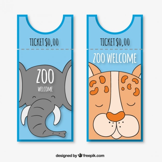 Vector gratuito entradas al zoo de elefante y tigre