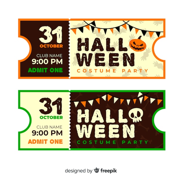 Vector gratuito entradas de cine vintage para halloween