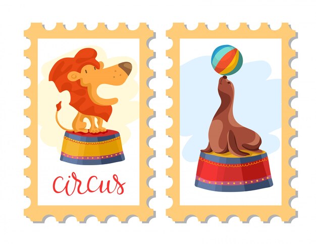 Entradas para el evento de espectáculo de magia en estilo de dibujos animados con banderas de carpa de circo