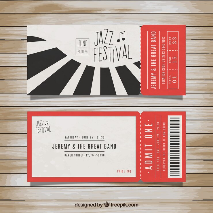 Vector gratuito las entradas para el festival de jazz