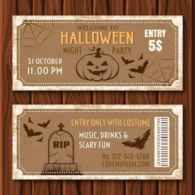 Vector gratuito entradas para la fiesta de halloween