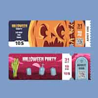 Vector gratuito entradas de halloween de diseño plano