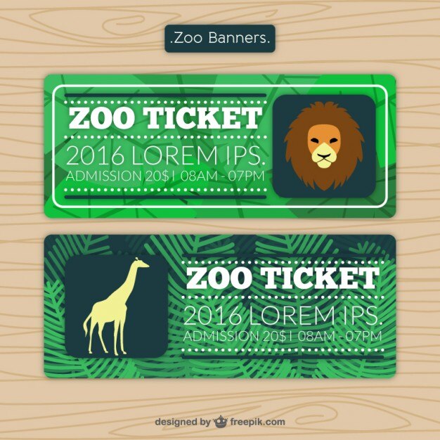 Entradas de zoo con león y jirafa 