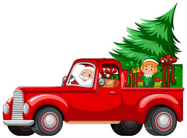 Entrega regalo de Navidad en camión rojo