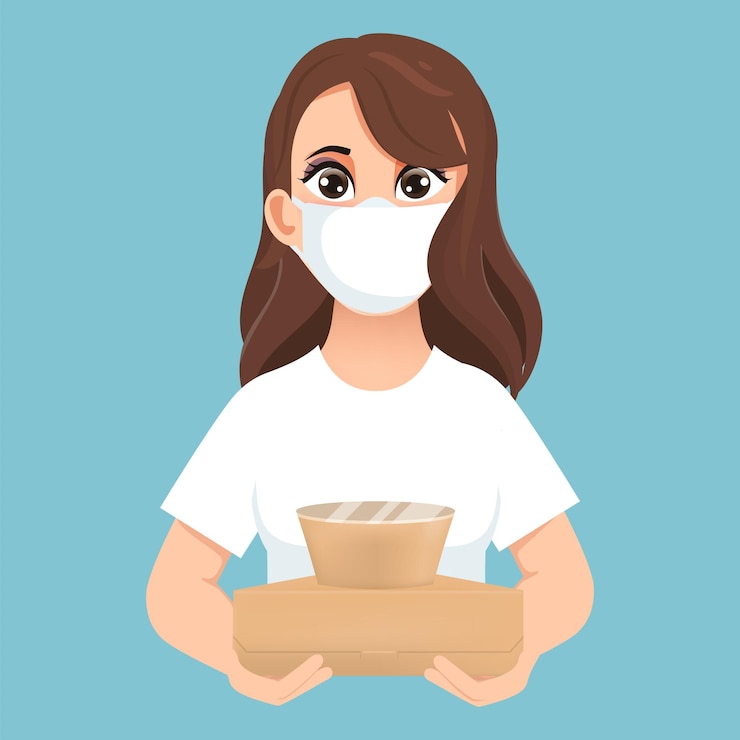 Vector gratuito entregas de alimentos a pacientes de covid19 en tratamiento de aislamiento domiciliario