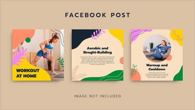 Entrenamiento colorido en casa publicación de facebook