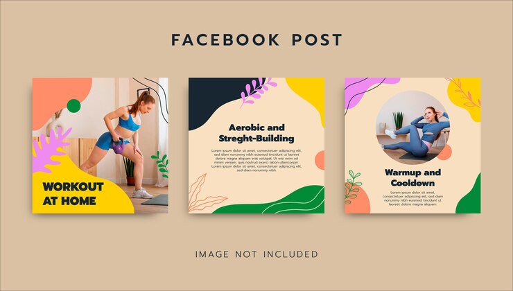 Vector gratuito entrenamiento colorido en casa publicación de facebook