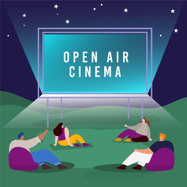 Vector gratuito entretenimiento de cine al aire libre