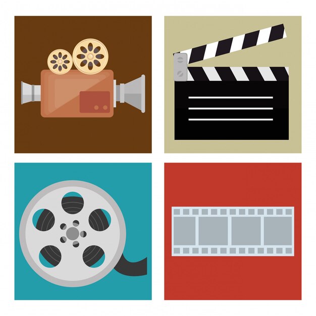 entretenimiento de cine set iconos