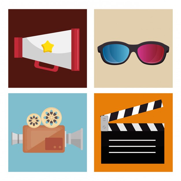 entretenimiento de cine set iconos