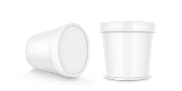 Envase de plástico blanco para helados o yogur