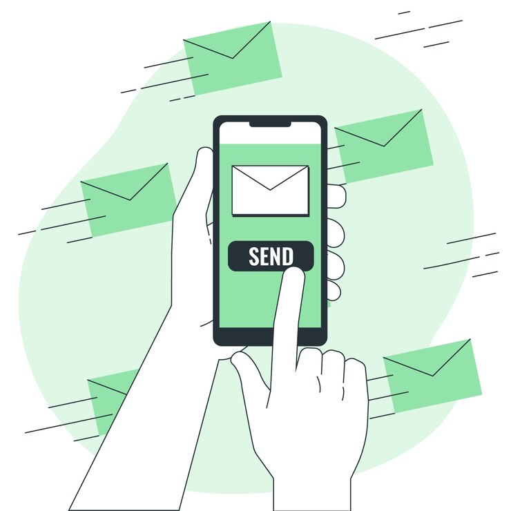 Vector gratuito enviar mensaje por ilustración del concepto de teléfono