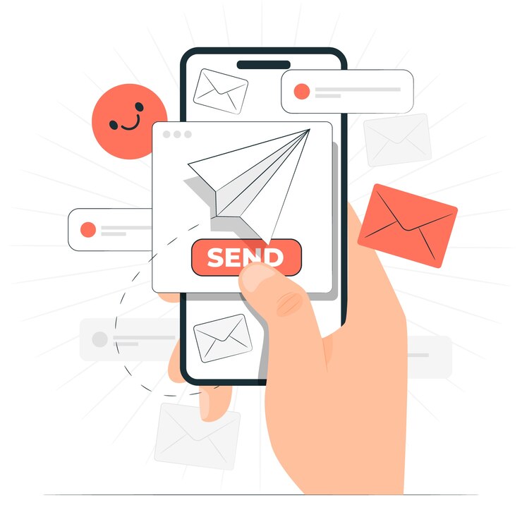 Vector gratuito envíe un mensaje por teléfono ilustración del concepto