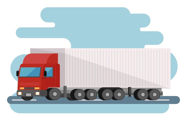 Vector gratuito envío de camiones de transporte dibujados a mano