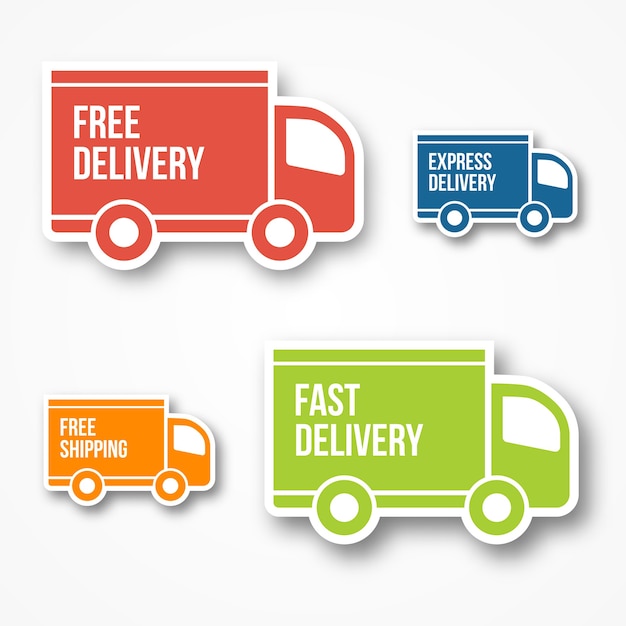 Vector gratuito envío y entrega gratuita, envío gratuito, 24 horas y entrega rápida iconos