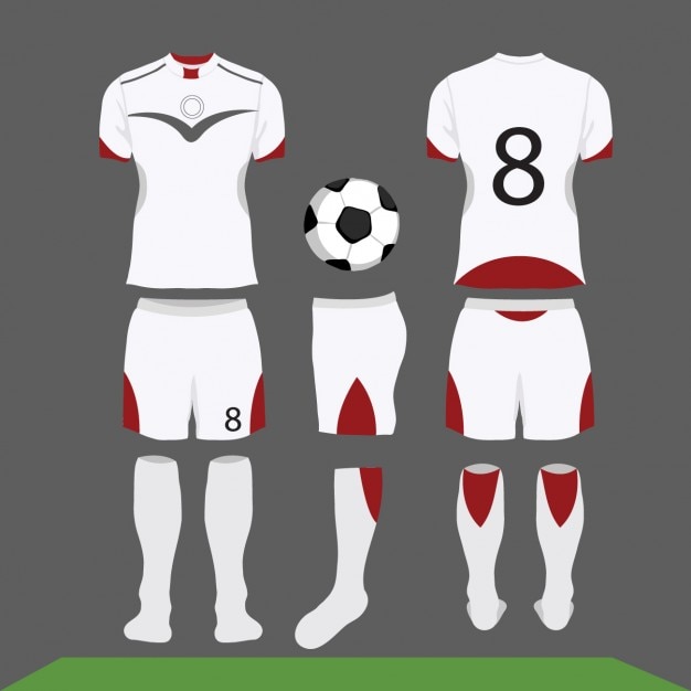 Vector gratuito equipación de fútbol blanca y roja