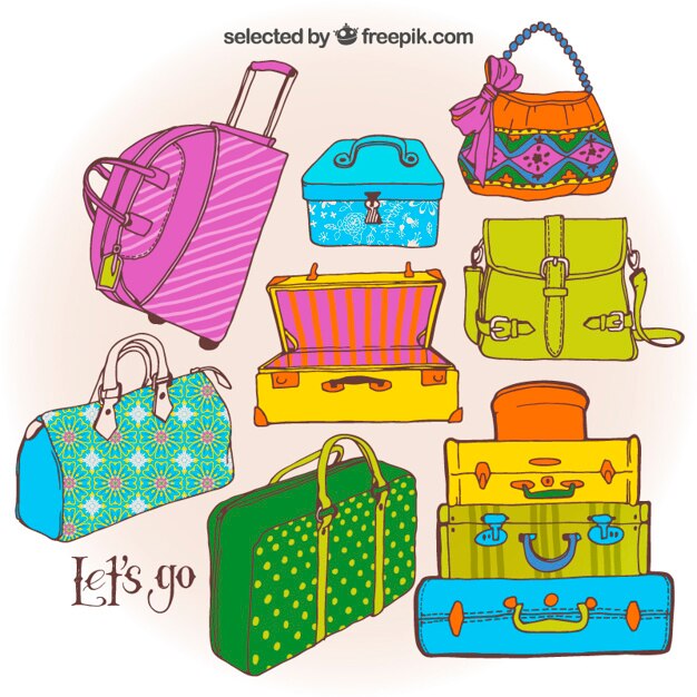 Vector gratuito equipajes esbozados