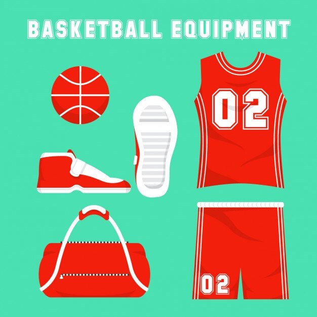 Vector gratuito equipamiento de baloncesto plano