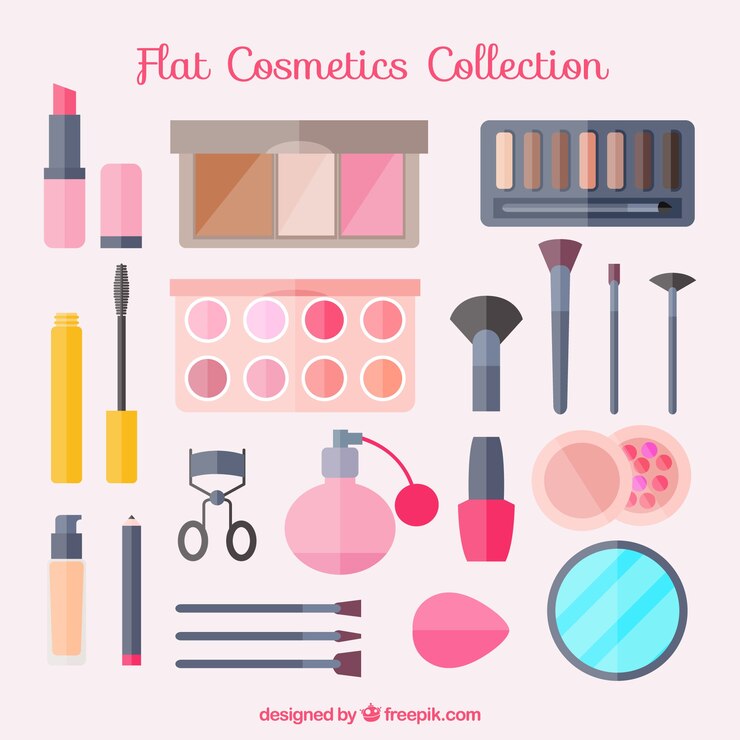 Vector gratuito equipamiento de belleza en diseño plano